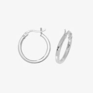 Silver Classic Sterling Silver 15mm Square Edge Hoop Earrings G5711