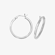 Silver Classic Sterling Silver 20mm Square Edge Hoop Earrings G5712
