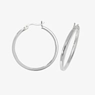 Silver Classic Sterling Silver 25mm Square Edge Hoop Earrings G5713