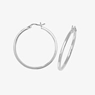 Silver Classic Sterling Silver 30mm Square Edge Hoop Earrings G5714
