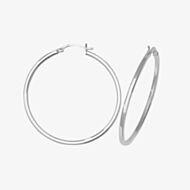 Silver Classic Sterling Silver 40mm Square Edge Hoop Earrings G5715