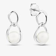 Sterling Silver Freshwater Pearl Link Drop Earrings EOW70222FW