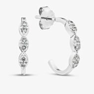 Fashionista Silver Sterling Silver Cubic Zirconia Triple Cluster Hoop Earrings ME-1081