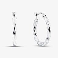 Fashionista Silver Sterling Silver Twist Hoop Earrings TTE3667150000R1