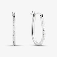 Fashionista Silver Sterling Silver Textured Oval Hoop Earrings TTE289520D167R1