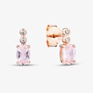 Fashionista Gold Rose Gold Tone Plated Sterling Silver Oval Cut Pink Cubic Zirconia Drop Stud Earrings AE19638ZPNN45/P