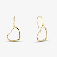 Yellow Gold Plated Sterling Silver Open Heart Drop Earrings AE23747/G