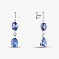 Fashionista Silver Sterling Silver Blue Cubic Zirconia Dangle Stud Earrings AE19029Z-TNZ/R
