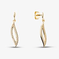 Yellow Gold Tone Plated Sterling Silver Cubic Zirconia Leaf Dangle Stud Earrings AE22469Z/G