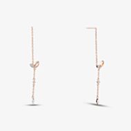 Fashionista Gold Rose Gold Tone Plated Sterling Silver Cubic Zirconia Leaf Pull Through Earrings 05S2AZE451407