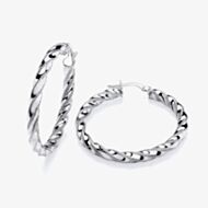 Fashionista Silver Sterling Silver 38mm Twist Hoop Earrings S3442