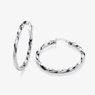 Fashionista Silver Sterling Silver 36mm Twist Hoop Earrings S3452