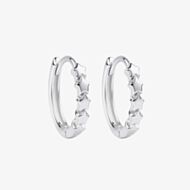 Fashionista Silver Sterling Silver Star Hoop Earrings E6788