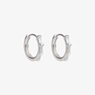 Fashionista Silver Sterling Silver Baguette Cut Cubic Zirconia Hoop Earrings E6789C