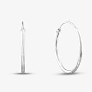 Sterling Silver Plain Hoop Earrings H036