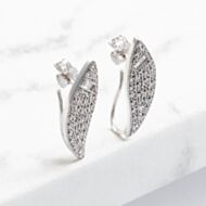 V Jewellery Silver Cubic Zirconia Leaf Stud Earrings 3139