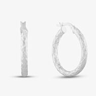 Sterling Silver 25mm Diamond-Cut Hoop Earrings 8.51.0949