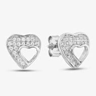 Silver Cut Out Heart Stud Earrings E612067
