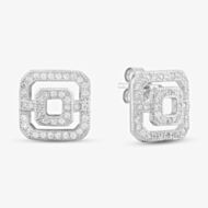 Silver Open Square Pave Stud Earrings E611954