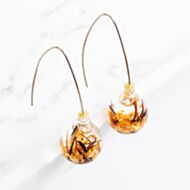 Gold Plated Round Bubble Leaf Dropper Earrings DER WG