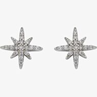 Sterling Silver Cubic Zirconia Pave Starburst Stud Earrings E5987C 
