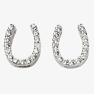Ladies Silver Horse Shoe Stud Earrings E5742C