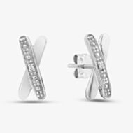 Silver Cubic Zirconia Large Crossover Stud Earrings 2124