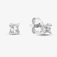 Silver Princess Cut Cubic Zirconia Stud Earrings ZQE00057