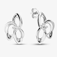 Silver Cubic Zirconia Fancy Open Oval Stud Earrings CE5509