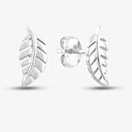 Silver Plain Leaf Stud Earrings SEC0114E