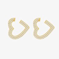 LUXE Silver Gold Plated Cubic Zirconia Open Heart Stud Earrings 8.51.3210