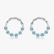 Unique Sterling Silver Blue Topaz Open Circle Stud Earrings ME-1055BT