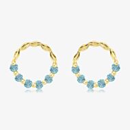 Gold Plated Blue Topaz Open Circle Stud Earrings ME-1056BT