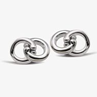 Unique Sterling Silver Linked Circle Stud Earrings ME-953