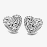 Unique Sterling Silver Diamond Cut Heart Shaped Stud Earrings ME-1044