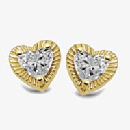 Unique Gold Plated Diamond Cut Heart Shaped Stud Earrings ME-1044GO