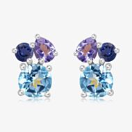 Sterling Silver Multi Stone Stud Earrings ME-1059ABI