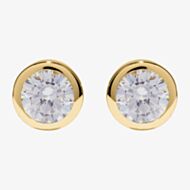 Unique Gold Plated Round Cubic Zirconia Stud Earrings ME-898GO