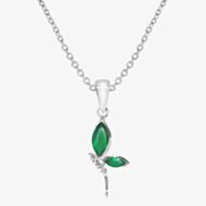 Sterling Silver Green Onyx Dragonfly Pendant Necklace MK-1049GX