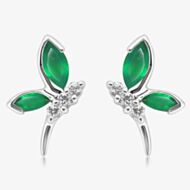 Sterling Silver Green Onyx Dragonfly Stud Earrings ME-1049GX