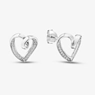 Fashionista Silver Sterling Silver Cubic Zirconia Twisted Heart Stud Earrings ME-1078