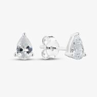 Fashionista Silver Silver Pear Cut Cubic Zirconia Stud Earrings EPS4X6 (BK)