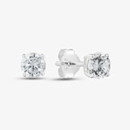 Fashionista Silver Silver 5mm Round Cut Cubic Zirconia Stud Earrings ERD5 (BK)