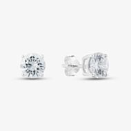 Fashionista Silver Silver 7mm Round Cut Cubic Zirconia Stud Earrings ERD7 (BK)