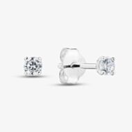 Fashionista Silver Silver 3mm Round Cut Cubic Zirconia Stud Earrings ERD3 (BK)