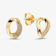 Yellow Gold Tone Plated Sterling Silver Cubic Zirconia Twist Oval Stud Earrings 041-73095/GP