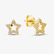 Fashionista Gold Yellow Gold Tone Plated Sterling Silver Cubic Zirconia Star Stud Earrings 041-73096/GP
