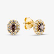 Yellow Gold Tone Sterling Silver Purple Cubic Zirconia Halo Stud Earrings 041-73860/GP