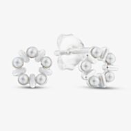 Fashionista Silver Sterling Silver Synthetic Pearl Wreath Stud Earrings 041-74771/SP