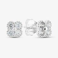 Fashionista Silver Sterling Silver Cubic Zirconia Clover Stud Earrings 041-74347/SP
